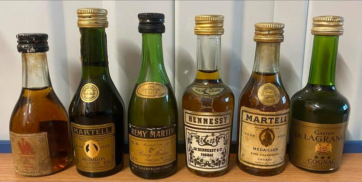 Verzameling van 6 Vintage Cognac Miniatuurflesjes, Verzamelen, Complete verzamelingen en Collecties, Ophalen of Verzenden