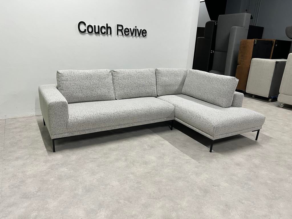 GRATIS LEVERING Montel 40-02 grijze hoekbank 285x185, Huis en Inrichting, Banken | Bankstellen, -, Verzenden, -, Zo goed als nieuw