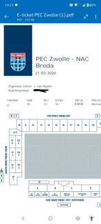 Ticket PEC Zwolle - NAC Breda 21 maart 2026 om 21 uur Vak 25, Tickets en Kaartjes, Eén persoon