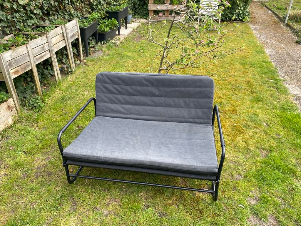 IKEA Hammarn Slaapbank Knisa Donkergrijs/Zwart, Huis en Inrichting, Slaapkamer | Slaapbanken, Ophalen, Gebruikt, 200 cm, Grijs