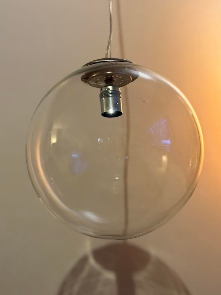Hanglamp Globe vintage 1970, Ophalen, Grote Limburgse Glashütte 1970, Gebruikt, Glas