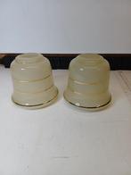 Jaren '50 glazen lampenkapjes met gouden lijnen (2 stuks), Huis en Inrichting, Lampen | Lampenkappen, Ophalen of Verzenden