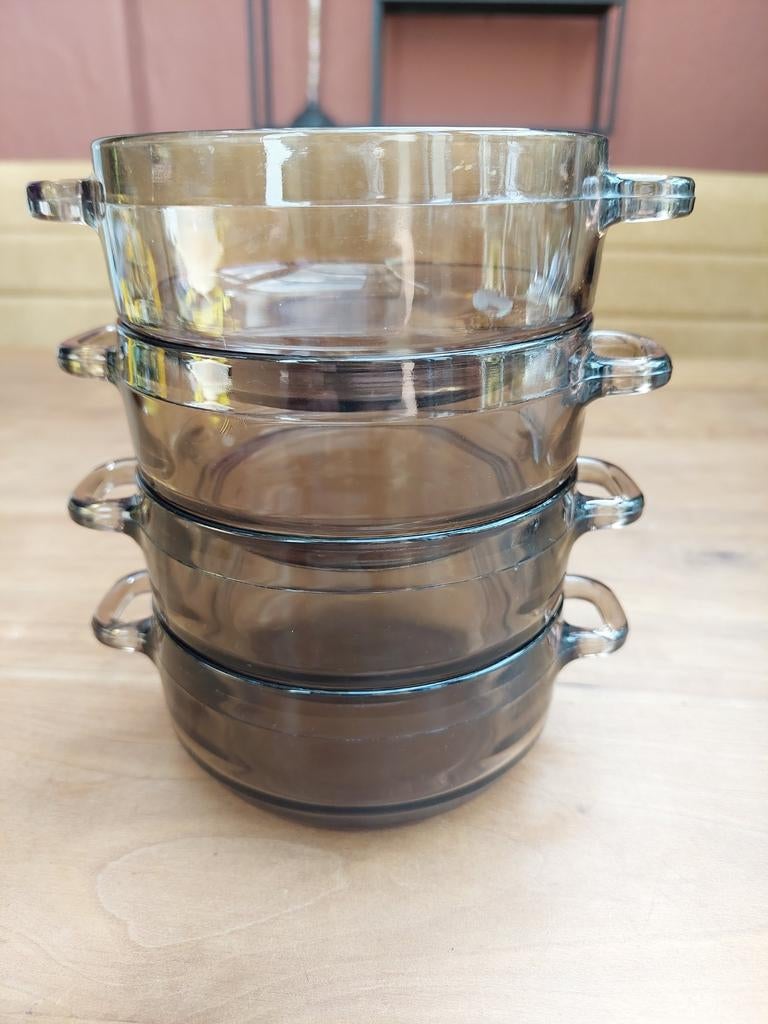 Vintage Arcoroc France rookglas soepkommen, Ophalen of Verzenden