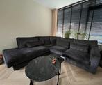Velours/velvet antraciet hoekbank, Ophalen, Gebruikt, Stof