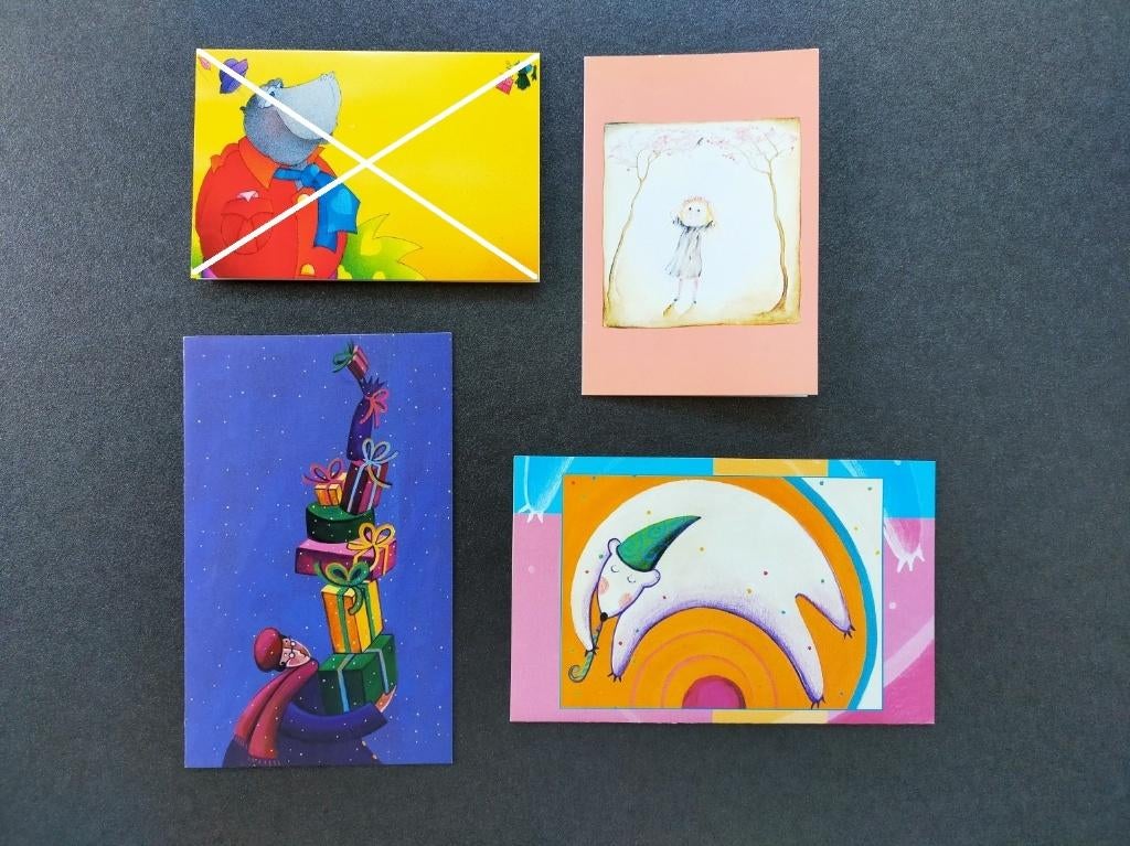 3 Kleine dubbele kaarten: UNICEF en Parkinson fonds, Verzamelen, 1960 tot 1980, Nieuw, Ophalen of Verzenden, Prent