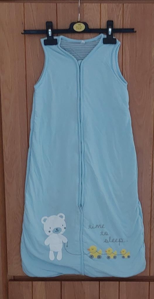 Blauwe slaapzak 90cm met beer en eendjes, Ophalen, Zo goed als nieuw, 85 tot 100 cm, Slaapzak