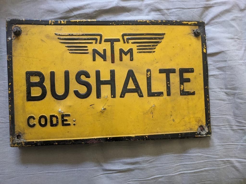 Oud bushalte bord NTM - dubbelzijdig, Ophalen of Verzenden, Gebruikt, Bus of Metro, Overige typen