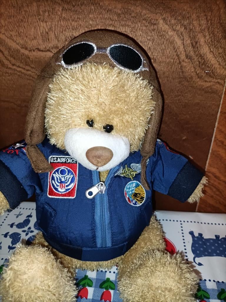 Piloot beer knuffel 28 cm groot vliegenier vliegtuig, Ophalen of Verzenden, Zo goed als nieuw, Beer