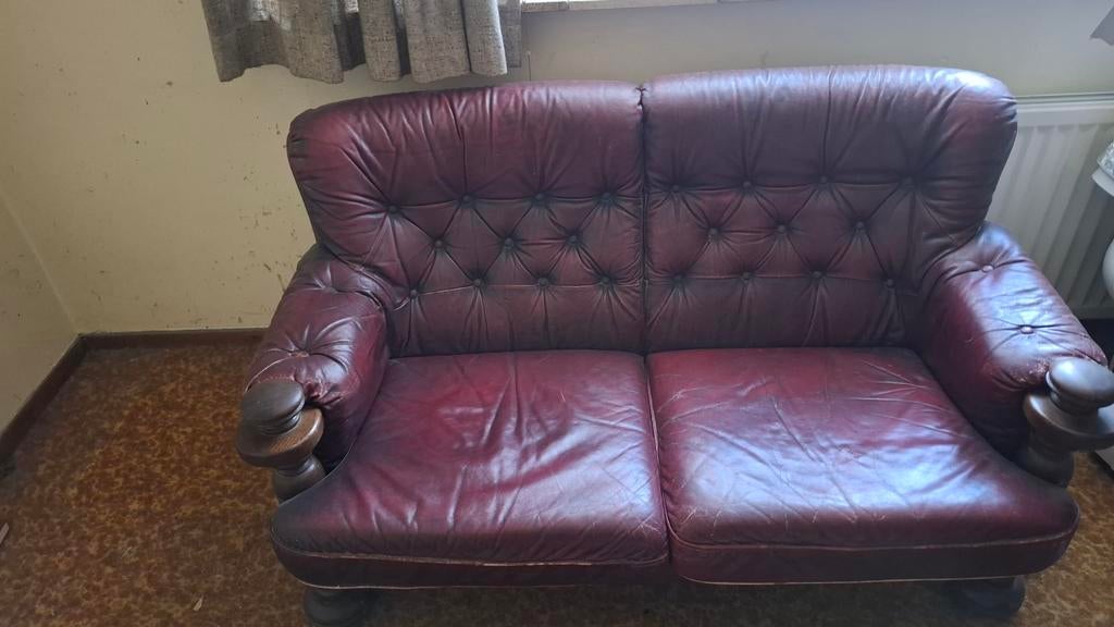 Leren bankje, Huis en Inrichting, Ophalen, 75 tot 100 cm, Tweepersoons, Minder dan 150 cm