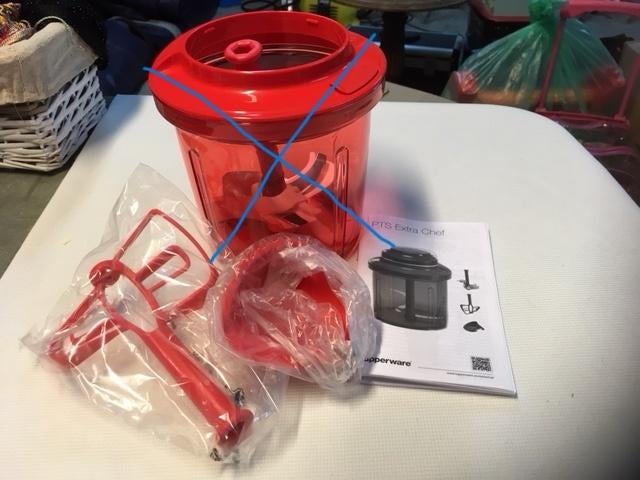 Tupperware onderdelen SuperChef messen, trechter en klopper, Ophalen of Verzenden, Nieuw, Rood, Overige typen