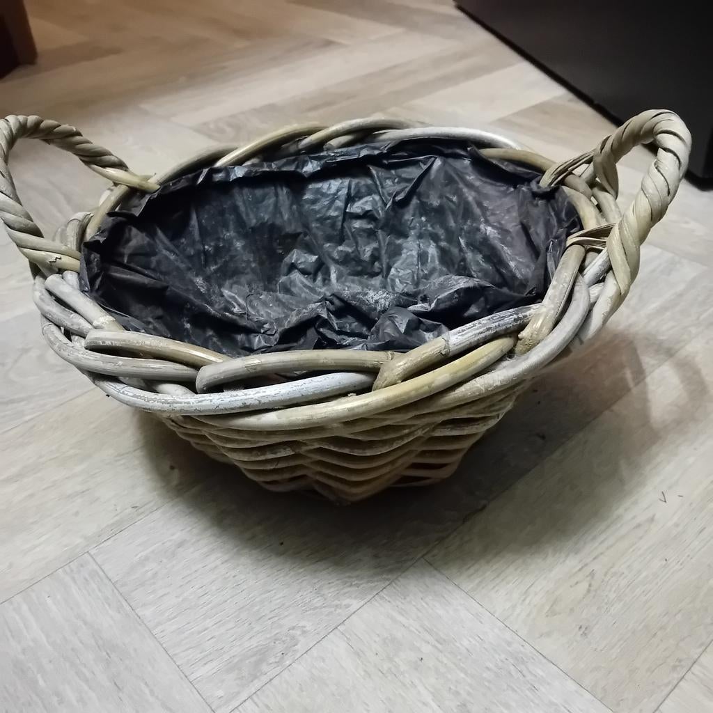 Gevlochten plantenmand met handvatten, Ophalen of Verzenden