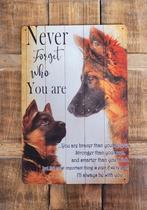 Duitse herder met pup tekst reclamebord van metaal wandbord, Info@deconoord.nl, Deco Noord, Nieuw, Ophalen of Verzenden