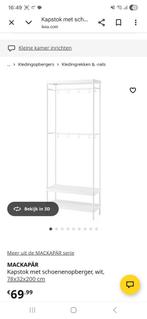 MACKAPÄRKapstok met schoenenopberger, wit, 78x32x200 cm, Ophalen, 50 tot 100 cm, Zo goed als nieuw, Minder dan 100 cm