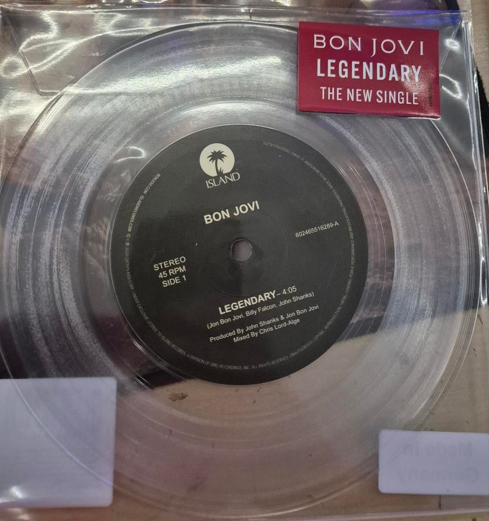 Bon jovi legendary 7 inch vinyl lp single, Ophalen of Verzenden, Zo goed als nieuw, 7 inch, Poprock