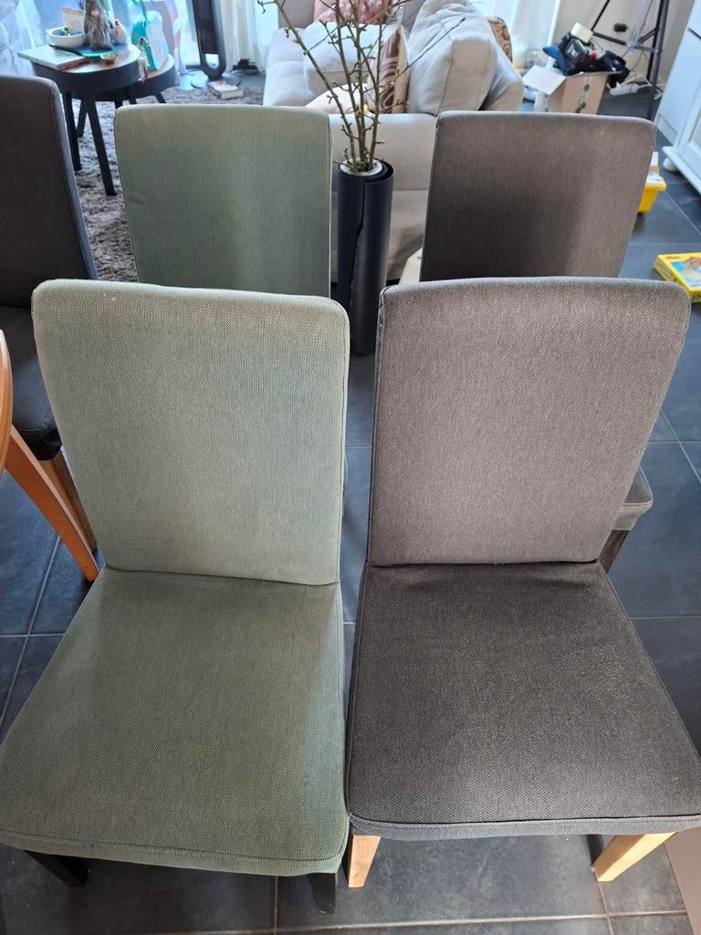 Henriksdal Ikea eetkamerstoelen 4 stuks antraciet en groen, Huis en Inrichting, Stoelen, Ophalen, Gebruikt, Overige kleuren, Vier