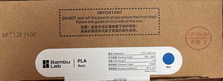 Bambu Lab PLA Basic Filament - Blauw 10601, Computers en Software, 3D-printerbenodigheden, Nieuw, Ophalen of Verzenden