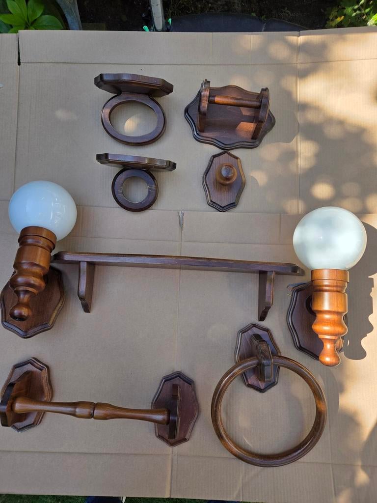 Badkamer accessoires donkerbruin hout, Ophalen of Verzenden, Bruin