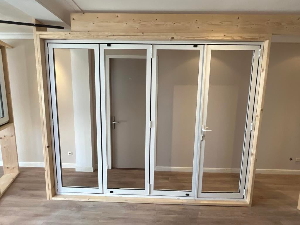 Aluprof Vouwwand Aluminium Wit met Trippel Glas Showroommode, Ophalen, Metaal, Vouwdeur, 120 cm of meer