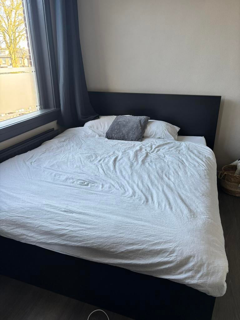 Ikea Malm bed 4 lades 160cm, Ophalen, Gebruikt, Zwart, Tweepersoons
