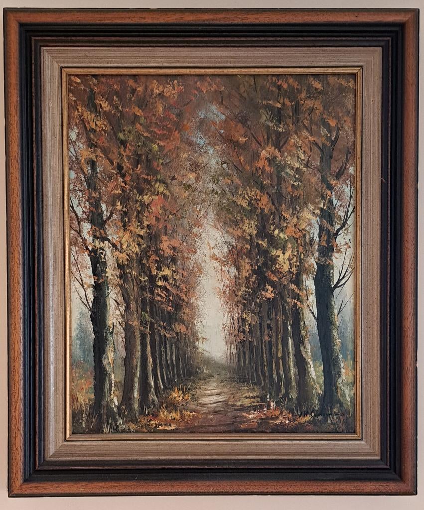 Herfsttafereel op doek, Antiek en Kunst, Kunst | Schilderijen | Klassiek, Ophalen