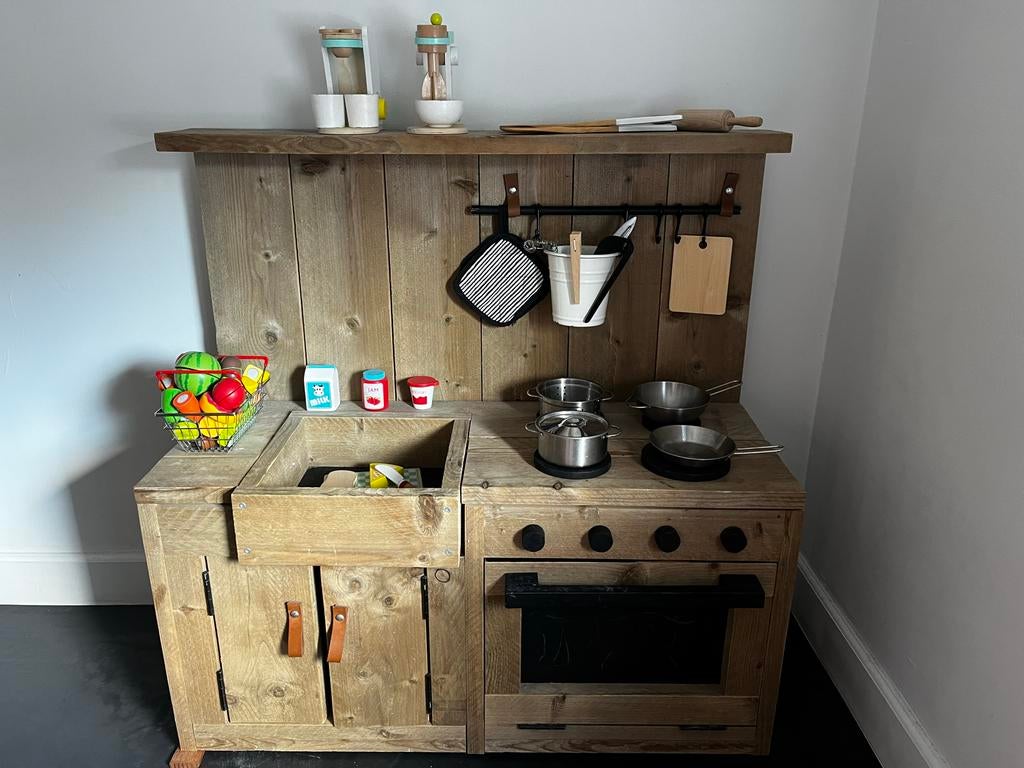 Steigerhouten speelkeuken met accessoires, Ophalen, Gebruikt, Jongen of Meisje