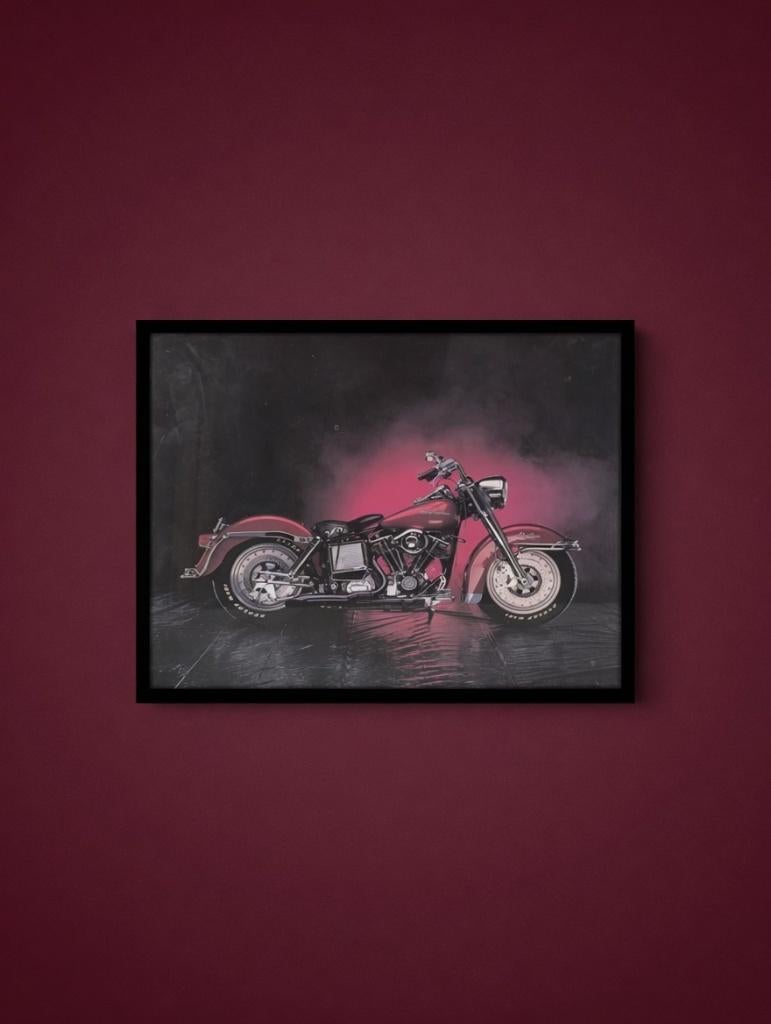 Harley Davidson - "Christine" Decoratieve wandprint, 29 cm, Gebruikt, Ophalen of Verzenden, Glas