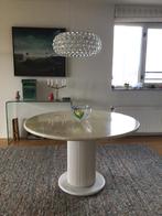 Witte marmeren ronde eettafel, Huis en Inrichting, Tafels | Eettafels, Ophalen, Gebruikt, Rond, Vier personen