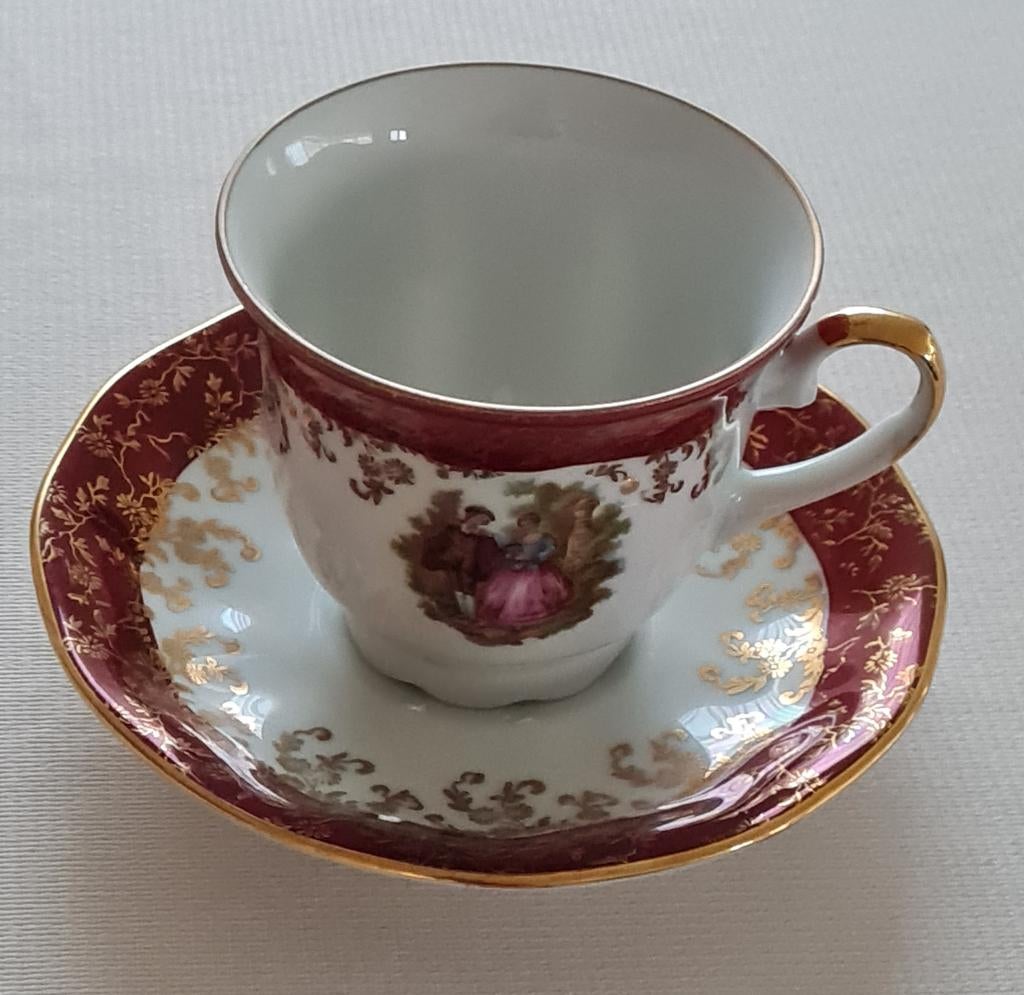 Mooie kop + schotel - Fragonard - Bavaria Germany - 24K gold, Ophalen of Verzenden