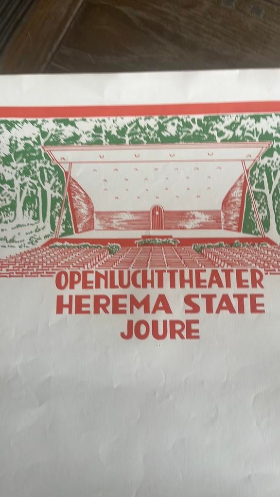 Oud affiche “ openlucht theater Herema State Joure”, Ophalen of Verzenden