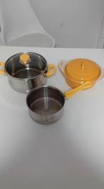 Bk pannen, Huis en Inrichting, Keuken | Potten en Pannen, Ophalen of Verzenden, Zo goed als nieuw, Rvs, Pannenset