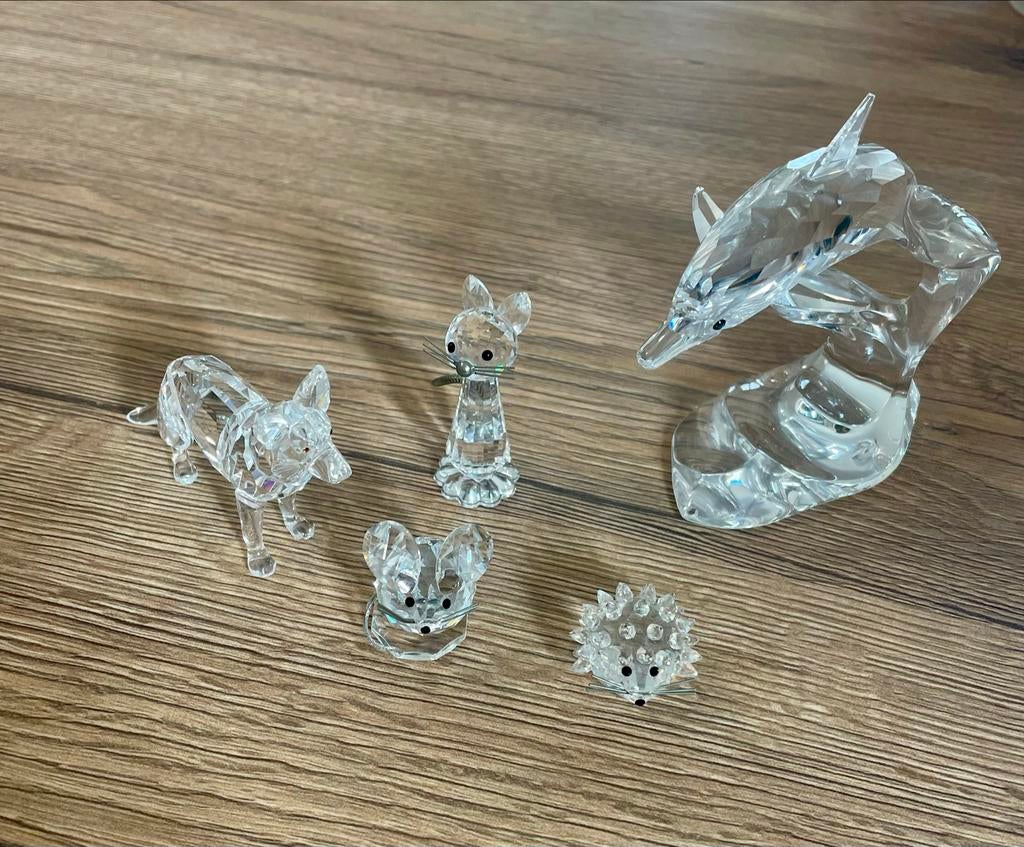 Swarovski beeldjes: muis, hond, dolfijn, egel, poes, Verzamelen, Swarovski, Ophalen of Verzenden, Zo goed als nieuw, Figuurtje