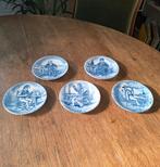 Vintage Boch Delfts Blauw bordjes - Set van 5, Antiek en Kunst, Antiek | Servies compleet, Ophalen of Verzenden
