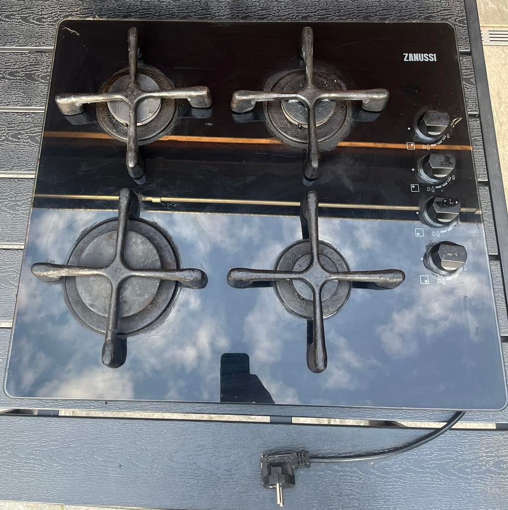 Gas op glas kookplaat propaan 4 pits, Ophalen, Zo goed als nieuw, Inbouw, Gas