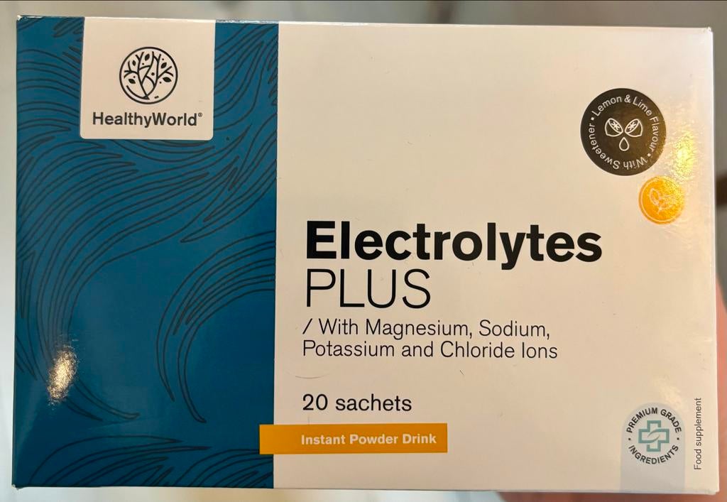 HealthyWorld Electrolytes PLUS - 20 zakjes (citroen/limoen), Ophalen, Zo goed als nieuw, Overige typen