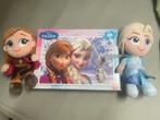 Frozen puzzel + knuffel anna en elsa, Ophalen of Verzenden, 10 tot 50 stukjes, Zo goed als nieuw, 4 tot 6 jaar