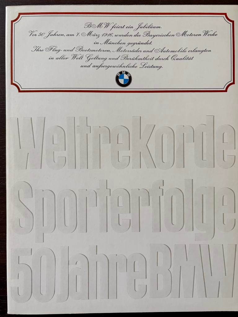 Brochure 50 jaar BMW, Boeken, Auto's | Folders en Tijdschriften, Diverse, Ophalen of Verzenden, Zo goed als nieuw, BMW