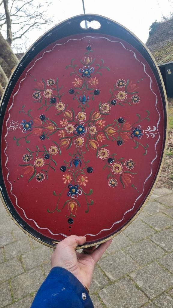Authentiek Hindeloopen dienblad, handgeschilderd, Huis en Inrichting, Woonaccessoires | Dienbladen, Ophalen of Verzenden