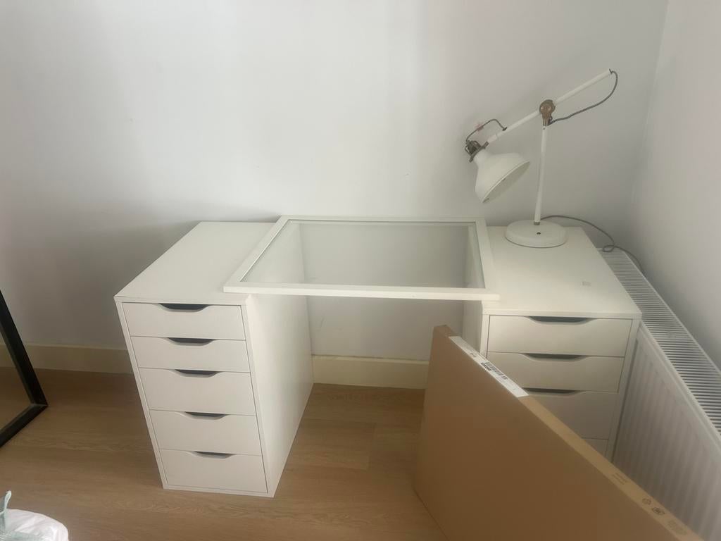 Kaptafel/ Vanity/ Bureau tafel met onder lade, Ophalen, Met lades, Gebruikt, Hout