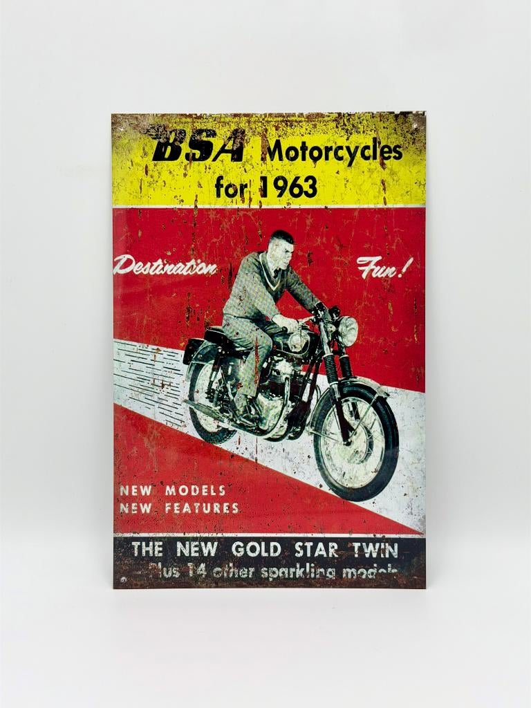 aluminium BSA Gold Star reclame bord - reproductie, Verzenden, Nieuw, Reclamebord