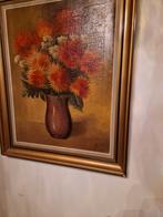 Mooi bloemen schilderij op linnen 110x88, Antiek en Kunst, Kunst | Schilderijen | Klassiek, Ophalen of Verzenden