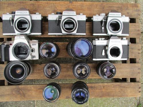 5 X Camerabody's + 8 objectieven Praktica Minolta etc defect, Audio, Tv en Foto, Fotocamera's Analoog, Niet werkend, Spiegelreflex