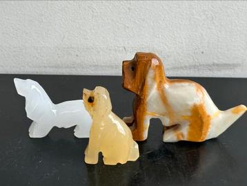 Half edelsteen onyx Hond Beeldjes 4.5/6.5 cm H beschikbaar voor biedingen