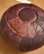 Nieuwe Marokkaanse handgemaakte leren poef, gevuld, Huis en Inrichting, Banken | Voetenbanken en Poefen, Minder dan 50 cm, Rond
