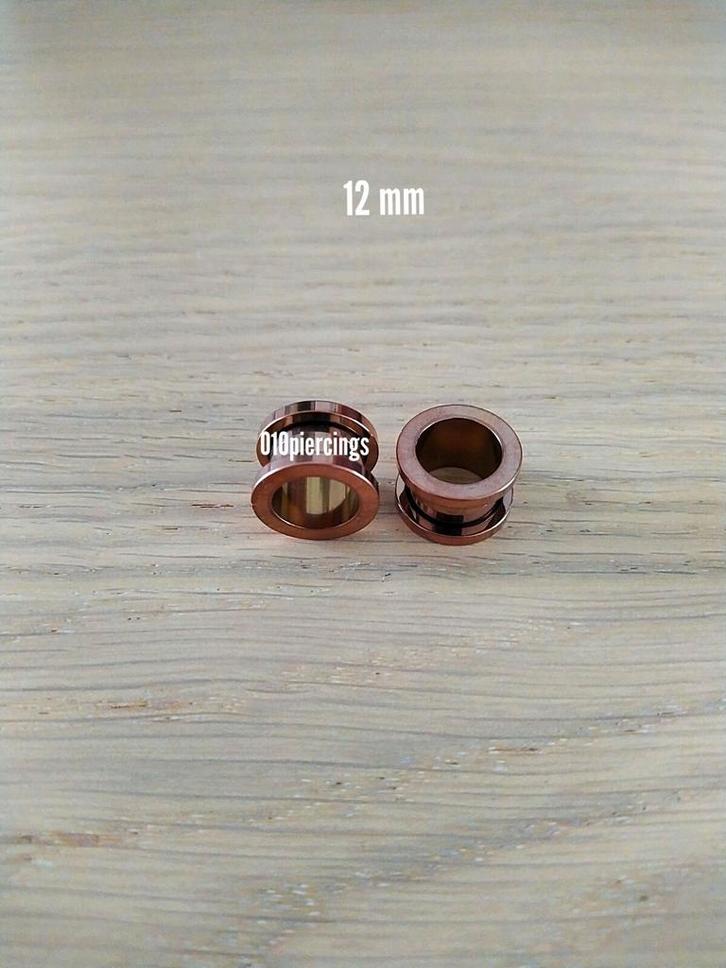 Nieuwe tunnels, pluggen. Bruin. Staal. 8, 10, 12, 14, 16 mm, Sieraden, Tassen en Uiterlijk, Piercings, Zo goed als nieuw, Oor- of Traguspiercing