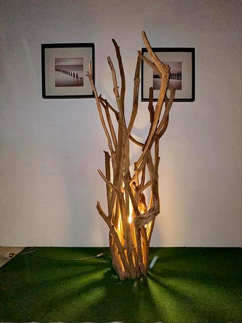 Gevlochten houten takken vloerlamp, Huis en Inrichting, Lampen | Vloerlampen, Nieuw, Hout, Ophalen