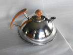 Douwe Egberts theepot R.V.S. hout vintage brocante, Huis en Inrichting, Keuken | Keukenbenodigdheden, Ophalen, Gebruikt