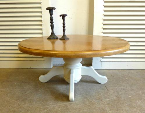 Prachtige ronde witte landelijke salontafel, Huis en Inrichting, Tafels | Salontafels, Zo goed als nieuw, Minder dan 50 cm, 50 tot 100 cm
