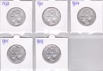 1 Gulden 1898 + 1901 + 1904 + 1905 + 1909 voor 295 euro, Ophalen of Verzenden, Koningin Wilhelmina, 1 gulden, Zilver