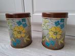 2 vintage bewaar blikken met bloemdecor, jaren 70, 15,5 cm, Verzamelen, Blikken, Ophalen of Verzenden, Gebruikt, Overige, Overige merken