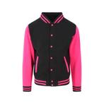 Just Hoods Baseball Jacket Jet Black / Hot Pink maat L, Info@awdisbrands.com, Maat 52/54 (L), Overige kleuren, Nieuw